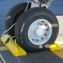 aircraft wheel chock using photo