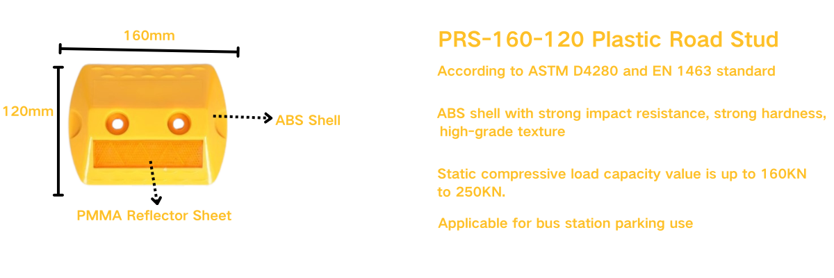 PRS-160-120 plastic road stud for bus parking leaflet