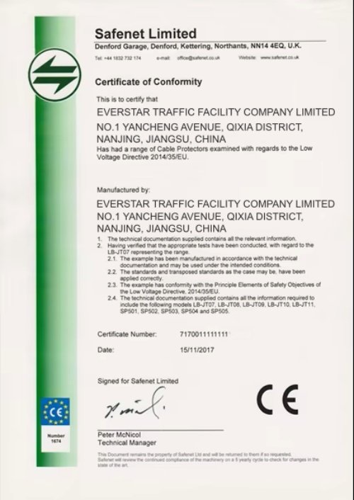 cable protector certificate